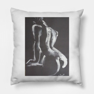 Black And White Back 3 - Female Nude Pillow