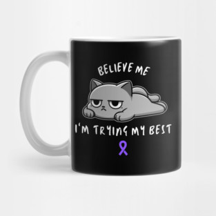 Fibromyalgia Warrior Cat With Awareness Ribbon Mug