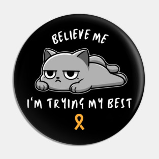Multiple Sclerosis Warrior Cat With Awareness Ribbon Pin