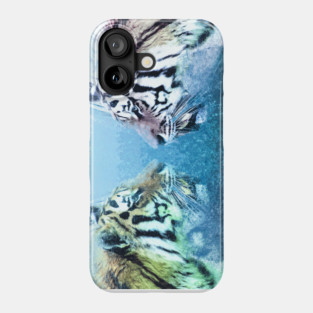 ✪ Tiger Brothers ✪ Mirror Universe Abstract Animal Art / Exotic Blue Kings Phone Case