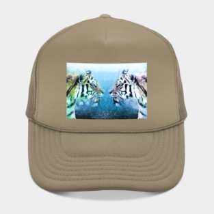 ✪ Tiger Brothers ✪ Mirror Universe Abstract Animal Art / Exotic Blue Kings Hat