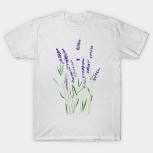 purple lavender flower watercolor painting T-Shirt