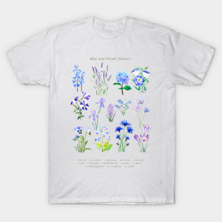 blue purple flowers collection T-Shirt