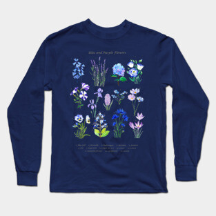 blue purple flowers collection Long Sleeve T-Shirt