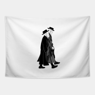Two orthodox jews walking Tapestry