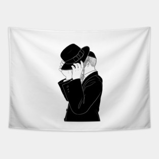 Jewish boy hiding his face Tapestry