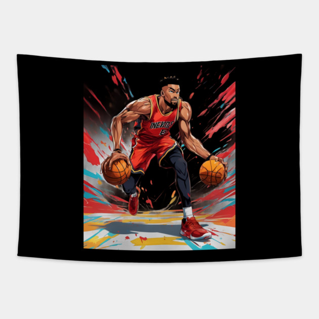 basketball court Tapestry by animegirlnft