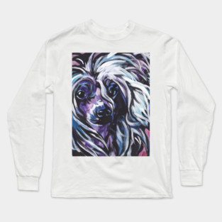 Chinese Crested Dog Bright colorful pop dog art Long Sleeve T-Shirt