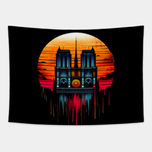 Notre Dame Paris Circle Design Tapestry