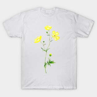 yellow buttercup flower watercolor T-Shirt