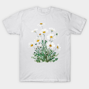 white Margaret daisy watercolor T-Shirt