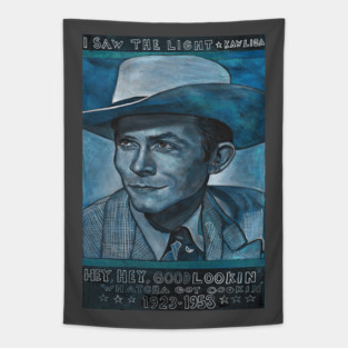 Blue Hank Williams Tapestry