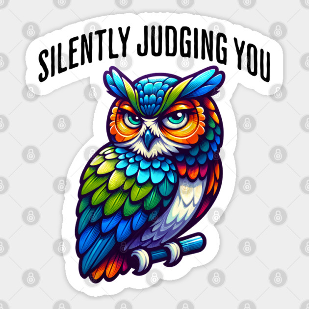 Silently Judging You funny side-eye owl design Sticker by Luxinda