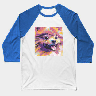 Pomeranian Dog Bright colorful pop dog art Baseball T-Shirt