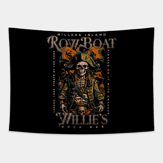 Row Boat Willie's Dock Bar Millers Island Sparrows Point Tapestry by Joaddo