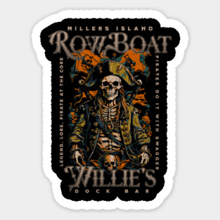 Row Boat Willie's Dock Bar Millers Island Sparrows Point Sticker