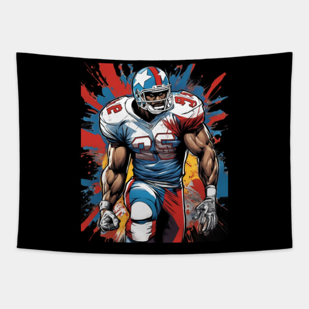 Interception American Football Tapestry by animegirlnft