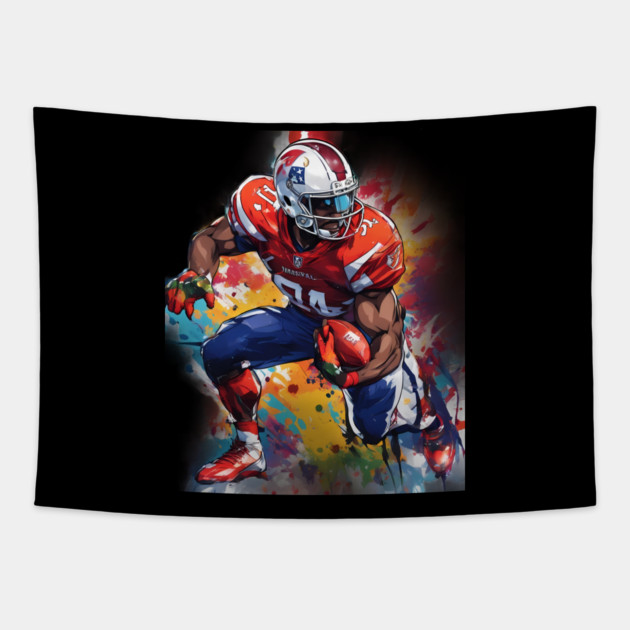 Rushing American Football Tapestry by animegirlnft