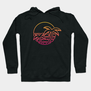 Retro Outrun Tropical Sun (Line Art) Hoodie