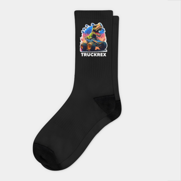T-Rex Truck, Monster Truck - 4 Socks by Megadorim
