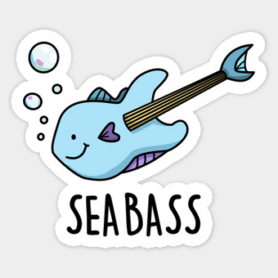 Sea Bass Cute Fish Bass Guitar Pun Sticker