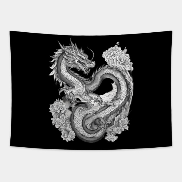 Dragon Tattoo Tapestry by animegirlnft