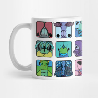 Insect orders cartoon head squares (cool colour theme) Mug
