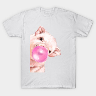 Sneaky Pink Baby Pig with Bubblegum T-Shirt