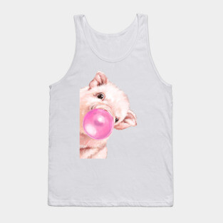 Sneaky Pink Baby Pig with Bubblegum Tank Top