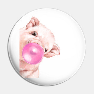 Sneaky Pink Baby Pig with Bubblegum Pin