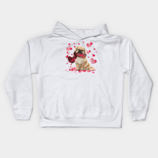 Tibetan Spaniel Hearts Love Happy Valentine's Day Kids Hoodie