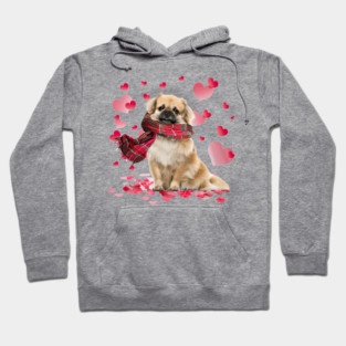 Tibetan Spaniel Hearts Love Happy Valentine's Day Hoodie