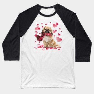 Tibetan Spaniel Hearts Love Happy Valentine's Day Baseball T-Shirt