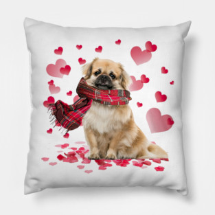 Tibetan Spaniel Hearts Love Happy Valentine's Day Pillow