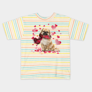 Tibetan Spaniel Hearts Love Happy Valentine's Day Kids T-Shirt