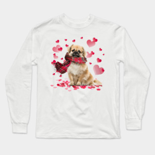 Tibetan Spaniel Hearts Love Happy Valentine's Day Long Sleeve T-Shirt