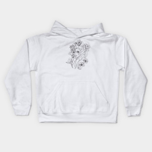 Ahsoka One Line Art Flowers Kids Hoodie