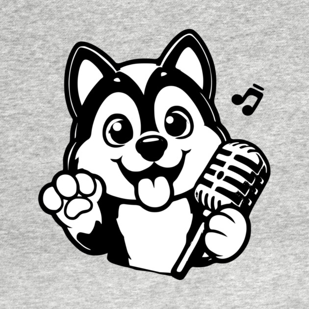Husky Dog Singing by KL Art