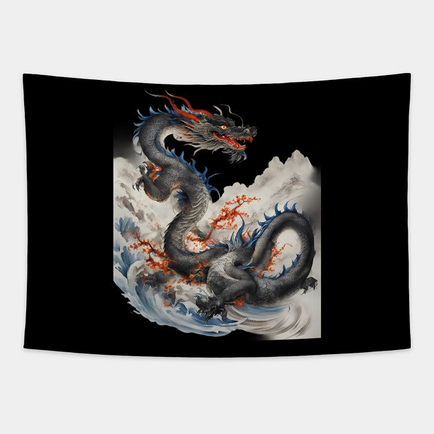 Year of the Dragon 2024 Tapestry by animegirlnft