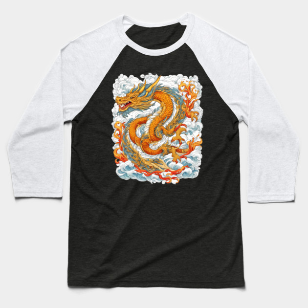Dragon Carving Baseball T-Shirt by animegirlnft