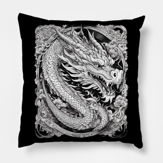 Japanese Dragon Tattoo Pillow by animegirlnft