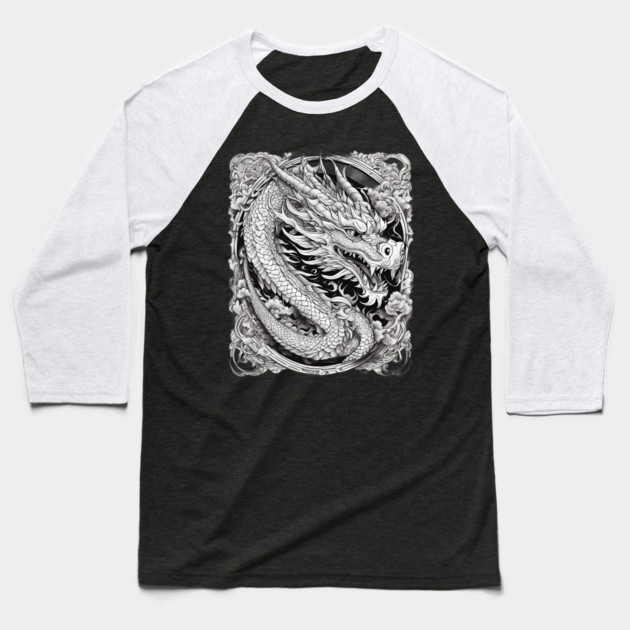 Japanese Dragon Tattoo Baseball T-Shirt by animegirlnft