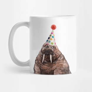 Moody Walrus with Party Hat Mug