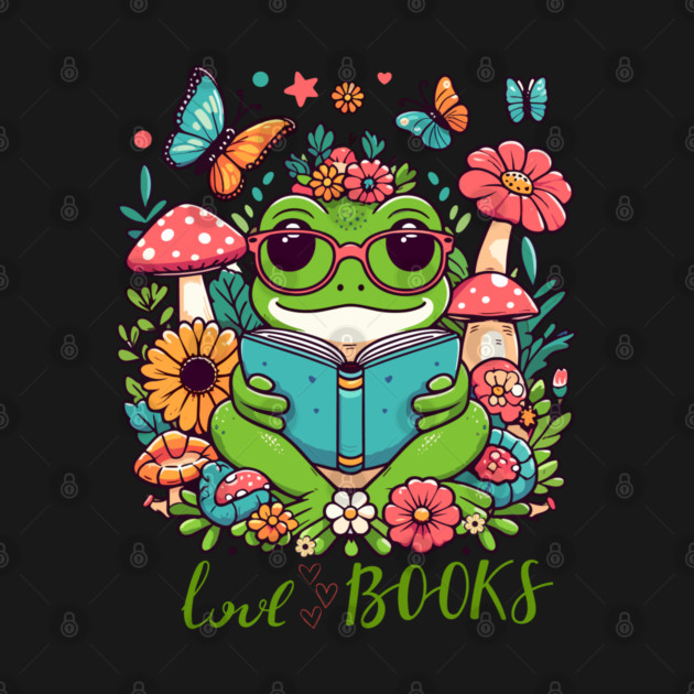 Frog Book - Cute Frog Love Reading by JessArty