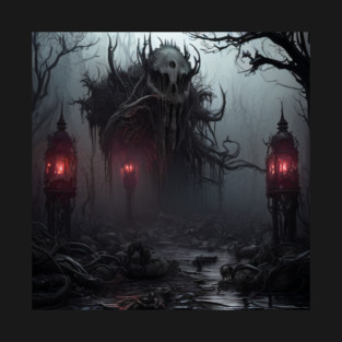 Skull house in a Spooky forest T-Shirt