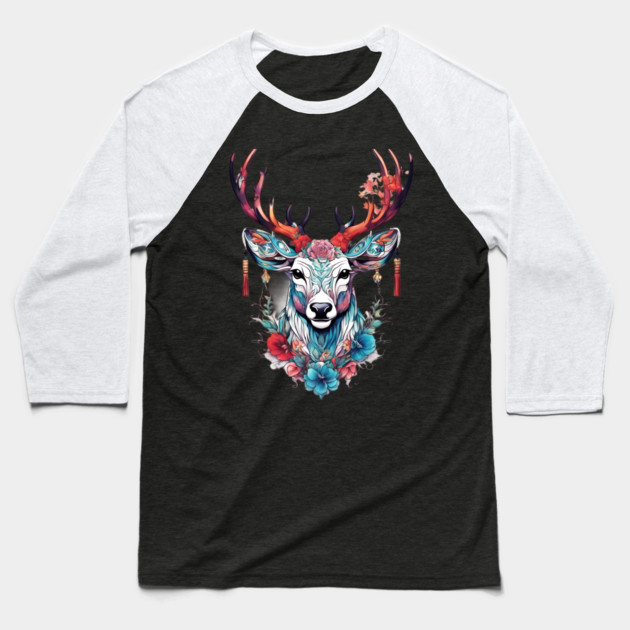 Chinese Deer Baseball T-Shirt by animegirlnft