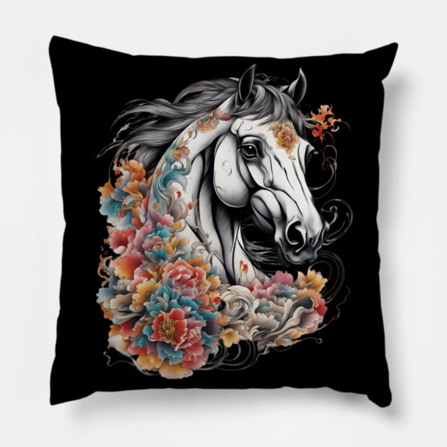 Horse Drawing Pillow by animegirlnft