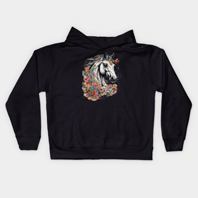 Horse Drawing Kids Hoodie by animegirlnft