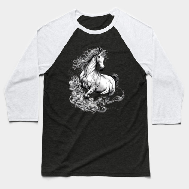 White Horse Baseball T-Shirt by animegirlnft