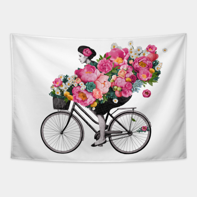 Floral Bicycle Tapestry by LauraGraves